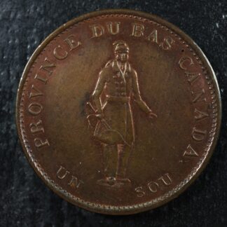LC-8A1 Halfpenny token Un sou 1837 Lower Bas Canada City Bank Breton 522