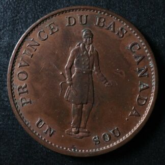 LC-8D1 Halfpenny token Un sou 1837 Lower Bas Canada Bank of Montreal Breton 522