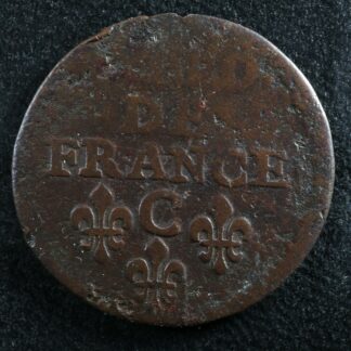 Liard de France au buste juvénile 1655C Caen KM#192 Copper King Roi Louis XIV