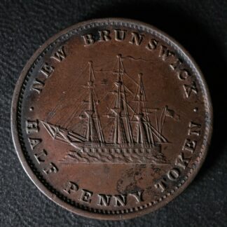 NB-1A2 Halfpenny token 1843 Canada Nouveau New Brunswick Ship Breton 910