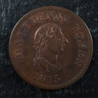 NS-14A5 Halfpenny Token 1815 Nova Scotia Canada Halifax ship Breton 891