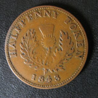 NS-1F1 Halfpenny token 1843 Canada Nova Scotia PNS-705 Breton 874