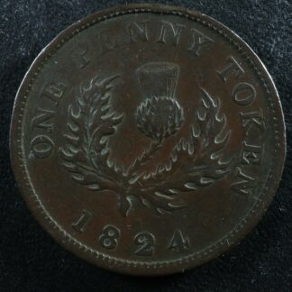NS-2A2 One Penny token 1824 Canada Nova Scotia Thistle Breton 868