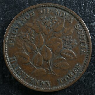 NS-5A1 Halfpenny token 1856 Canada Nova Scotia Mayflower Breton 876