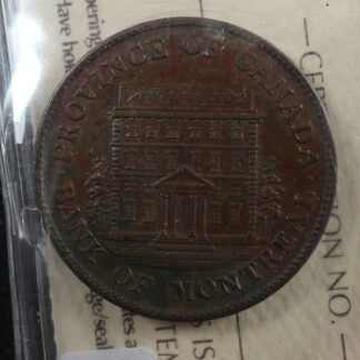 PC-1B6 ICCS MS-60 Halfpenny 1844 token Province of du Canada Montreal Breton 527