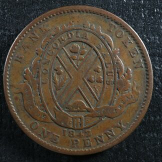 PC-2B One penny token 1842 Province of Canada Bank of Montreal Breton 526