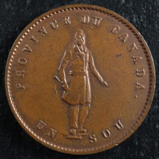 PC-3 Halfpenny token Un sou 1852 Province du of Canada Quebec Bank Breton 529