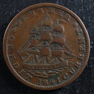 Webster Credit Current 1841 USA US Hard Times Token ship HT-16