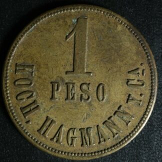 1 peso miramar Guatemala Brass trade token Koch. Hagmann y Ca.