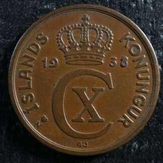 2 aurar 1938 N-GJ Iceland KM#6.1 Bronze Islande Ísland