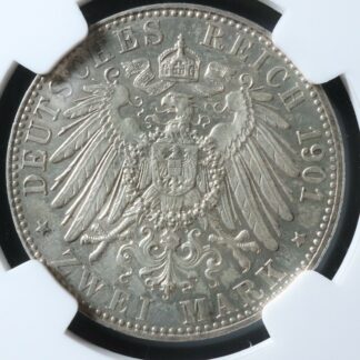 2-marks-1901A-Prussia-Germany-NGC-MS-62-KM525-silver-m-Deutsch-Allemagne-274634340717-2