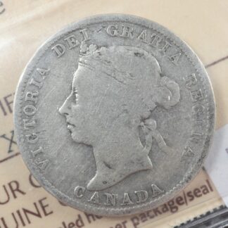 25 cents 1886 Obv. 5 LBE ICCS G-6 Canada silver Queen Victoria c ¢ quarter