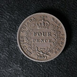 4 pence 1891 British Guiana & West Indies KM#26 Guyane britannique Antilles