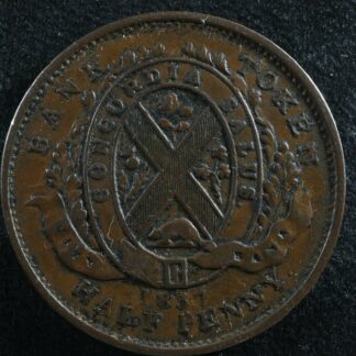 LC-8A2 Halfpenny token Un sou 1837 Lower Bas Canada City Bank Breton 522