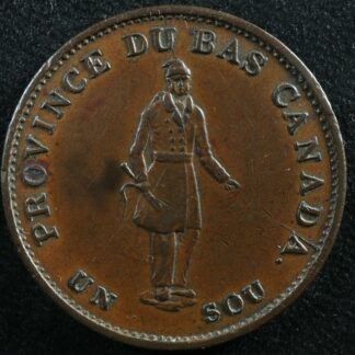 LC-8B1 Halfpenny token Un sou 1837 Lower Bas Canada Quebec Bank Breton 522