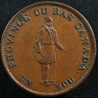 LC-8B1 Halfpenny token Un sou 1837 Lower Bas Canada Quebec Bank Breton 522
