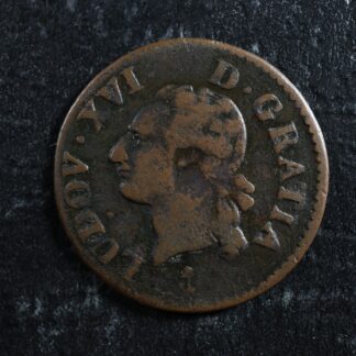 Liard dit “à l'écu” 1791H La Rochelle France KM#585.6 Copper Louis XVI