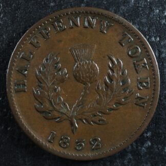 NS-1D2 Halfpenny token 1832 Nova Scotia Canada Thistle Breton 871