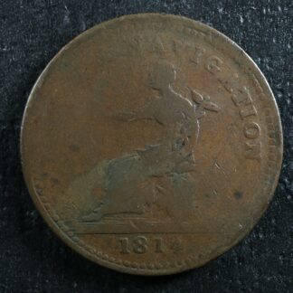 NS-20B3 One penny 1814 token Canada Nova Scotia Copper Breton 962