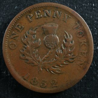 NS-2B1 One Penny token 1832 Canada Nova Scotia Thistle Breton 870