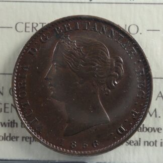 NS-5A1 ICCS EF-40 Halfpenny token 1856 Canada Nova Scotia Mayflower Breton 876