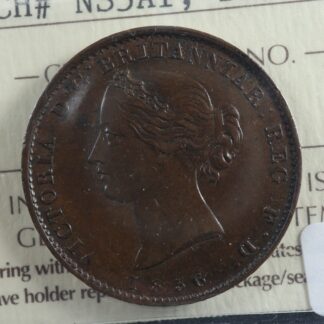 NS-5A1 ICCS EF-45 Halfpenny token 1856 Canada Nova Scotia Mayflower Breton 876