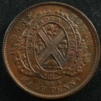 PC-1B3 Halfpenny 1844 token Province of du Canada Montreal Quebec Breton 527