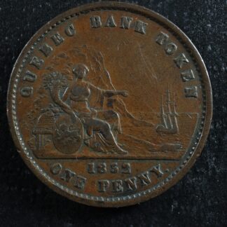 PC-4 One Penny token Deux sous 1852 Province of du Canada Quebec Bank Breton 528