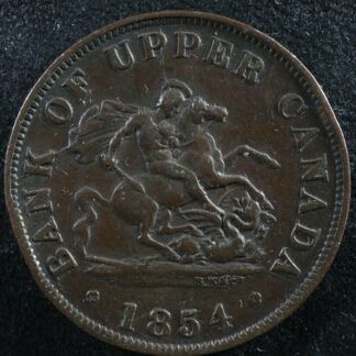 PC-5C1 Die crack Halfpenny 1854 token Province of Upper Canada Bank Breton 720