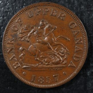 PC-5D Halfpenny 1857 token Bank of Upper Canada Breton 720