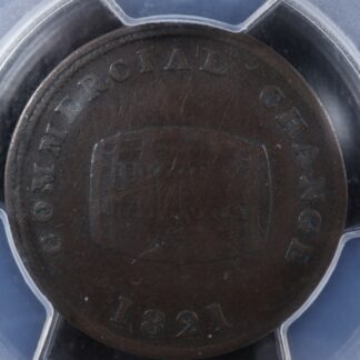 UC-10 PCGS F-15 Halfpenny token 1821 Upper Canada ship Breton 728
