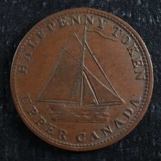 UC-9A2 Halfpenny token 1820 Upper Canada Ontario ship Breton 727