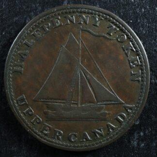 UC-9A4 Halfpenny token 1820 Upper Canada Ontario ship Breton 727