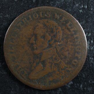WE-10A1 Halfpenny 1816 token Wellington Waterloo Canada Harp Breton 981