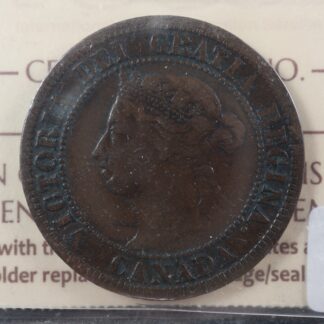 1 cent 1891 SD SL Obv. 3 ICCS F-12 Canada one large penny Queen Victoria c ¢