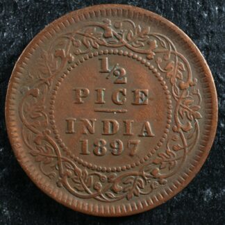1/2 pice 1897 British India KM#484 Copper Inde भारत