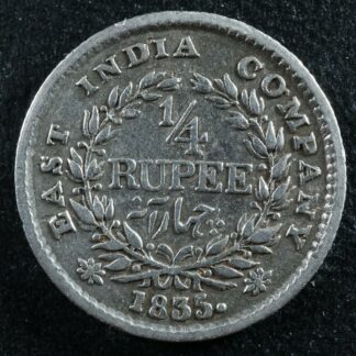 1/4 rupee 1835 Calcutta East India Company KM#448 Silver quarter Inde भारत