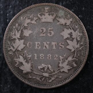 25 cents 1882H Canada silver Queen Victoria c ¢ quarter VG-8