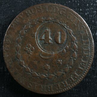 40 Reis counterstamp on a 80 Reis 1829R Brazil KM#444.1 Copper Brézil Brasil