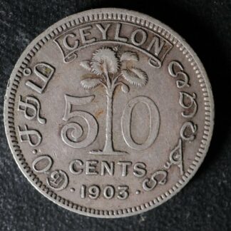50 cents 1903 Ceylon KM#99 Ceylan Sri Lanka ශ්‍රී ලංකා இலங்கை silver KEVII