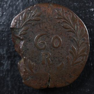 60 réis 1840 Damao Portuguese India KM#24 Copper Inde भारत