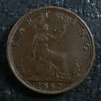 Farthing 1862 Small 6 Great Britain KM#747.2 Bronze one UK GB Grande-Bretagne
