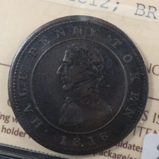 LC-12 ICCS AU-50 Halfpenny token 1816 Montreal Quebec Lower Canada Breton 531