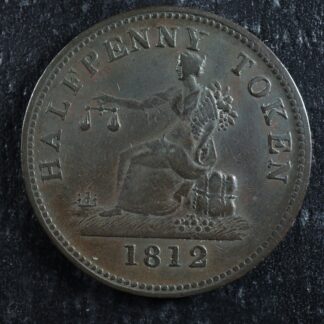 LC-48-22 Halfpenny token 1812 Lower Bas Canada Quebec Tiffin Breton 960