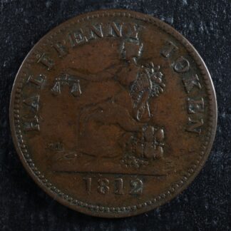 LC-48-22 Halfpenny token 1812 Lower Bas Canada Quebec Tiffin Breton 960