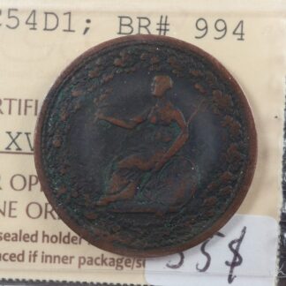 LC-54D1 ICCS F-12 Halfpenny token 1815 Lower Bas Canada Quebec Breton 994