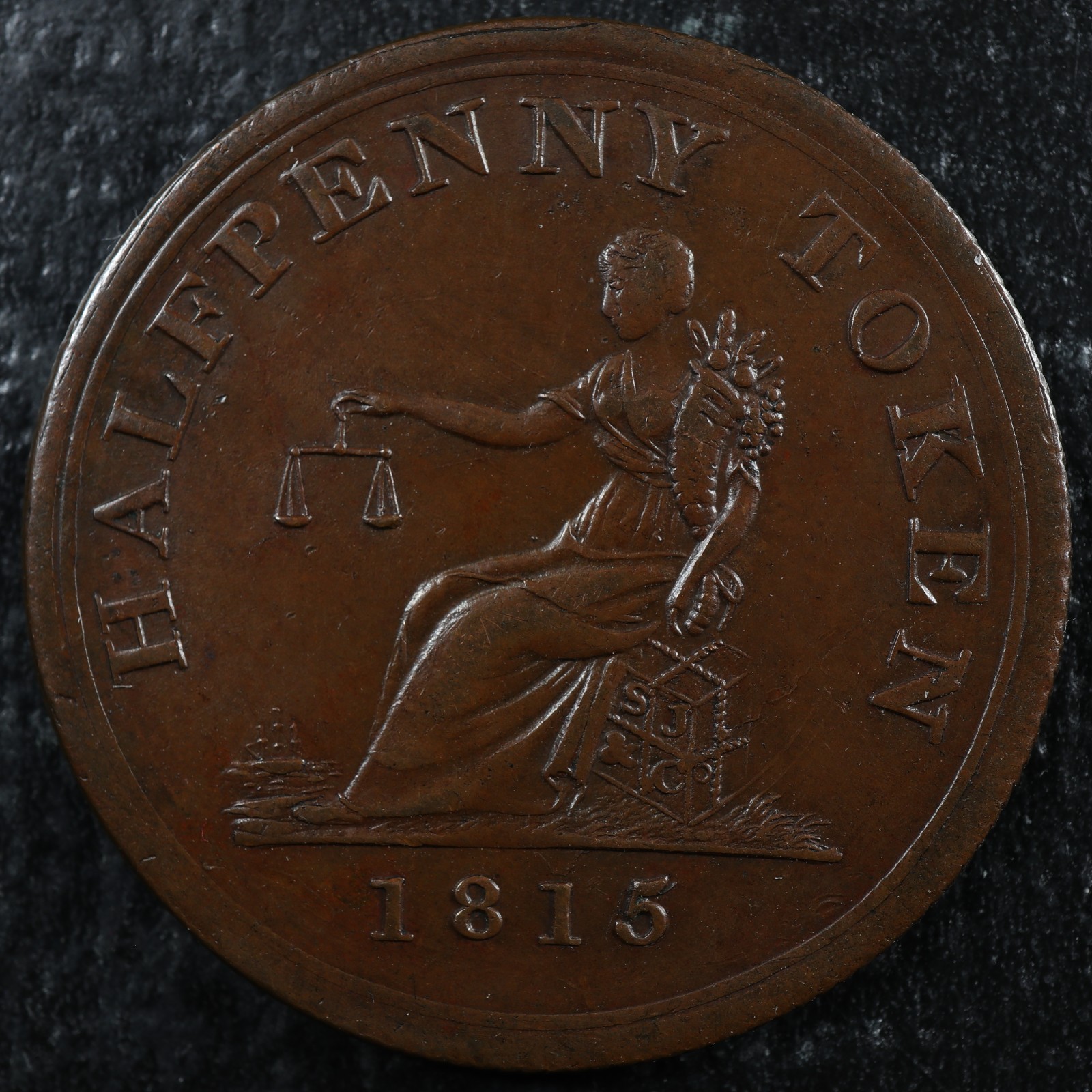 LC-56B1-Halfpenny-token-1815-Lower-Bas-Canada-Quebec-Ship-Breton-1004-277575200098-2