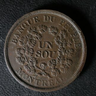 LC-5A3 Un Sou token Lower Bas Canada Quebec Banque du Peuple Breton 715