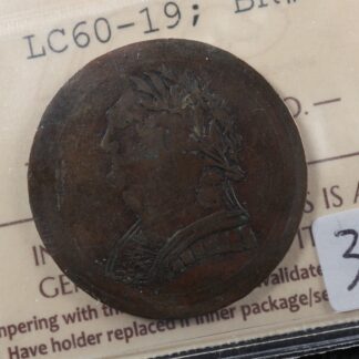LC-60-19 ICCS F-12 1820 token Lower Bas Canada Quebec Bust and Harp Breton 1012