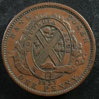 LC-9C2 One Penny token Deux sous 1837 Bas Canada Banque du Peuple Breton 521